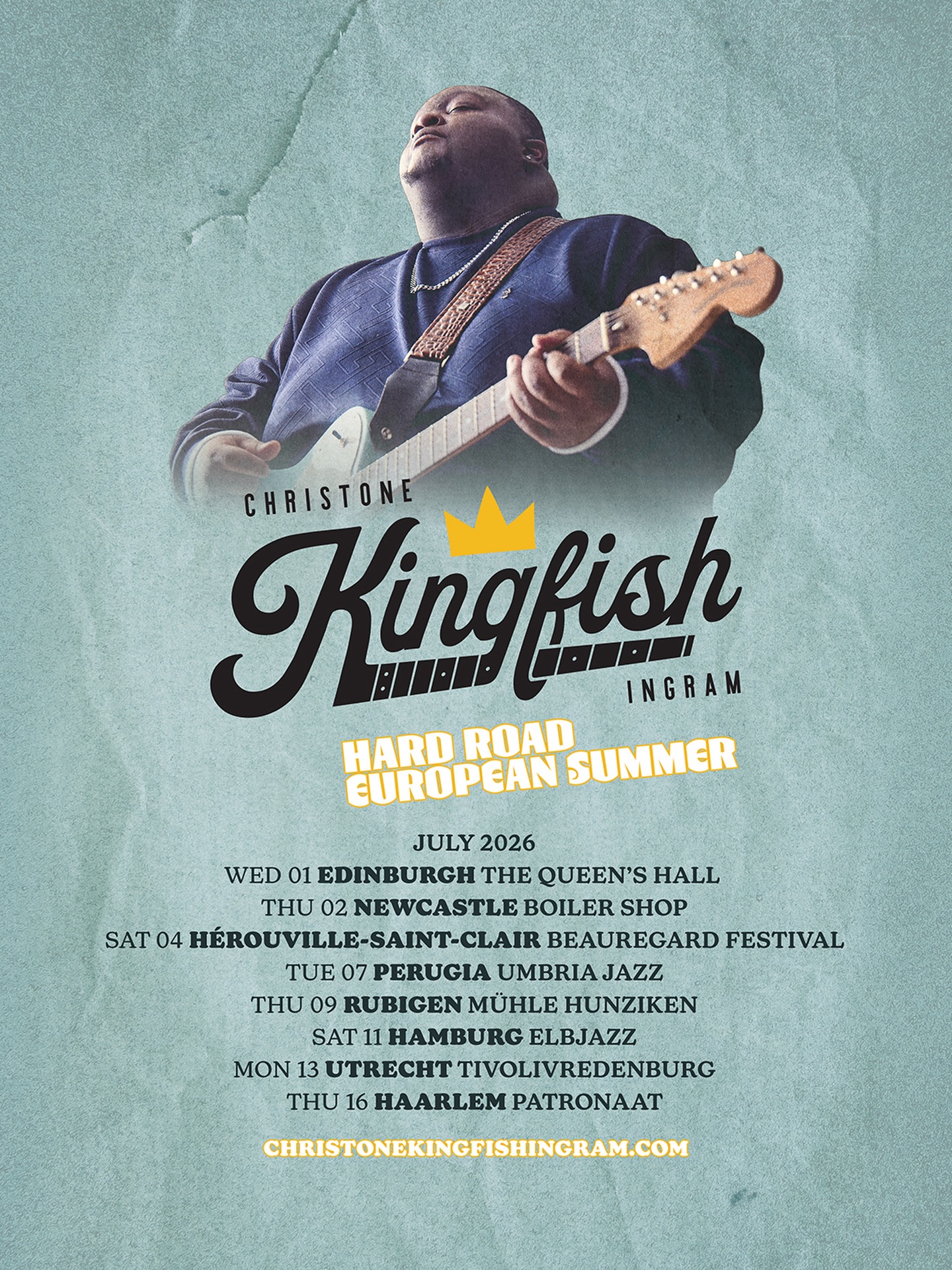 Christone “Kingfish” Ingram The Hard Road Tour Poster 2026